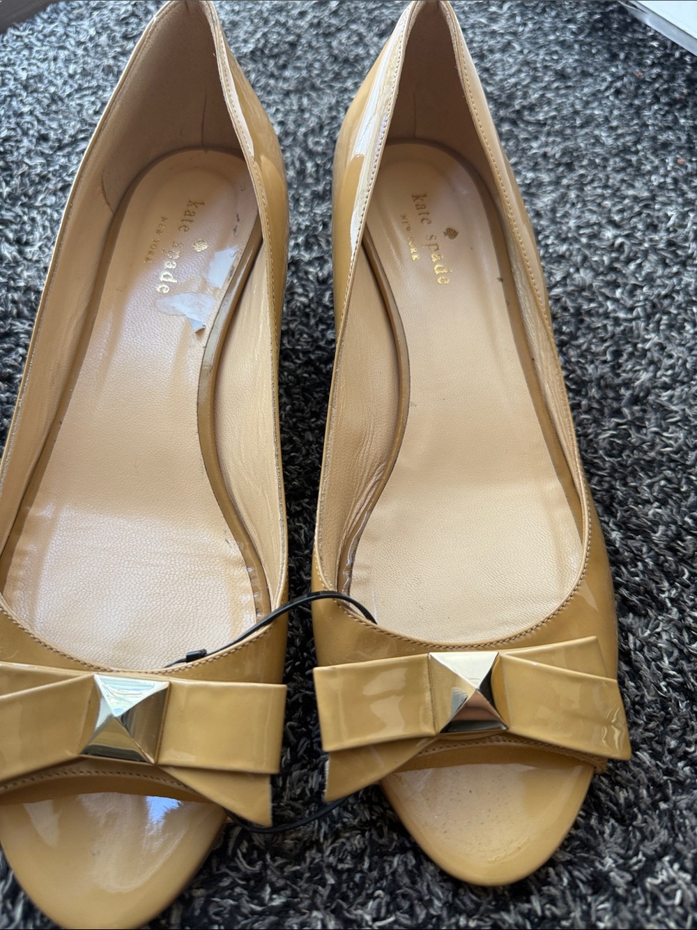 kate spade Patent Leather Ballet Flats in Tan/Mustard